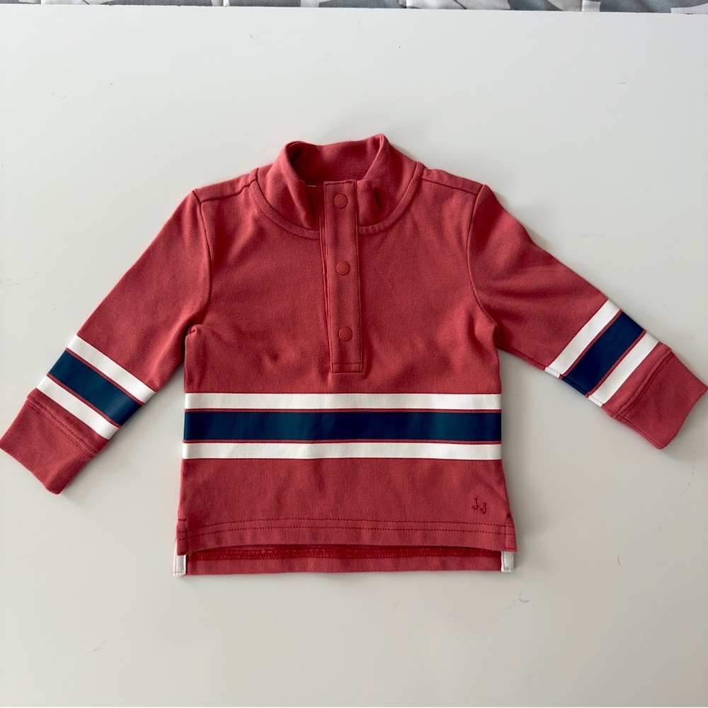6-12 M Janie and Jack Collared Quarter Button Henley Striped  Polo